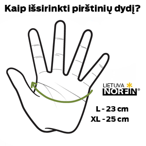 Norfin pirštinių dydžiai