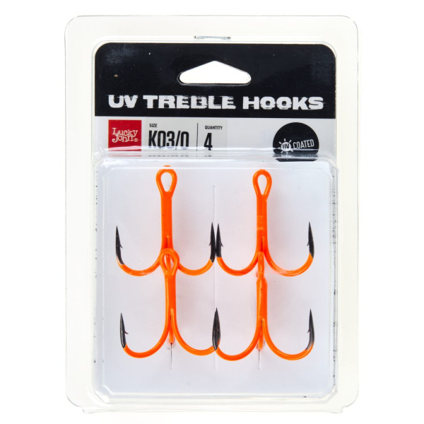 Kabliukai trišakiai Lucky John Orange UV