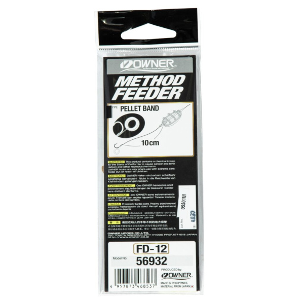 Kabliukai su pavadėliu Owner Method Feeder FD-12 Pellet Band 