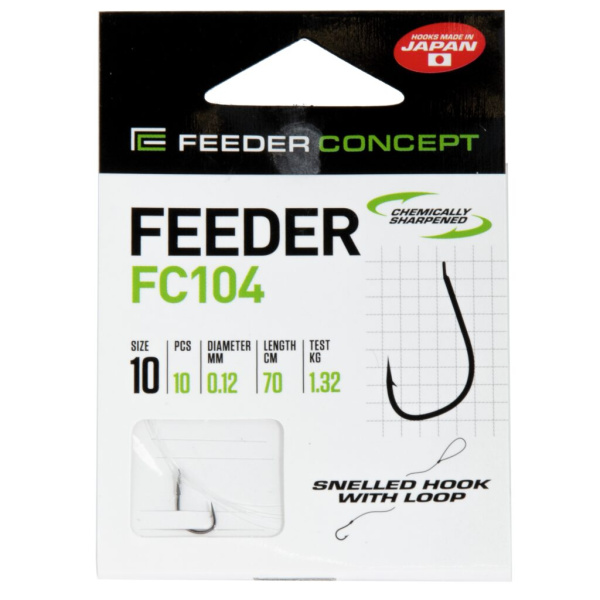 Kabliukai su pavadėliu Feeder Concept FC104 70cm