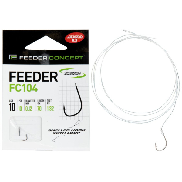 Kabliukai su pavadėliu Feeder Concept FC104 70cm