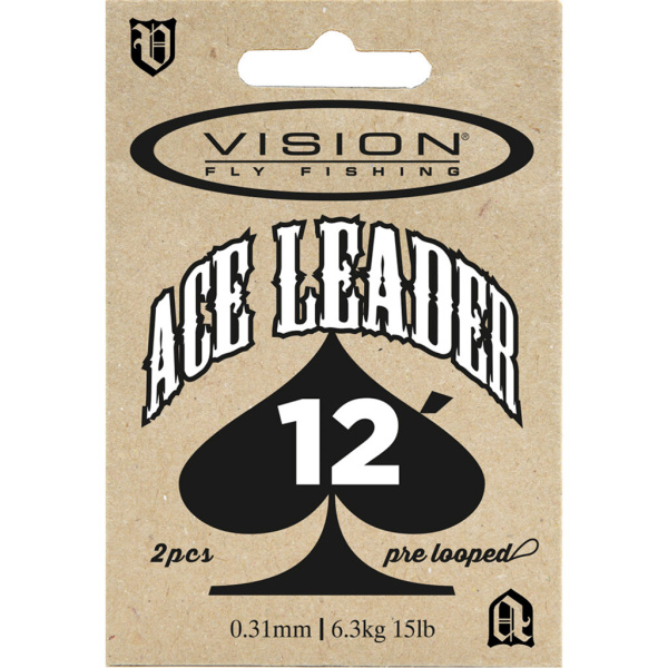 Pavadėlis muselinis Vision Ace Leader 12' 0.34mm