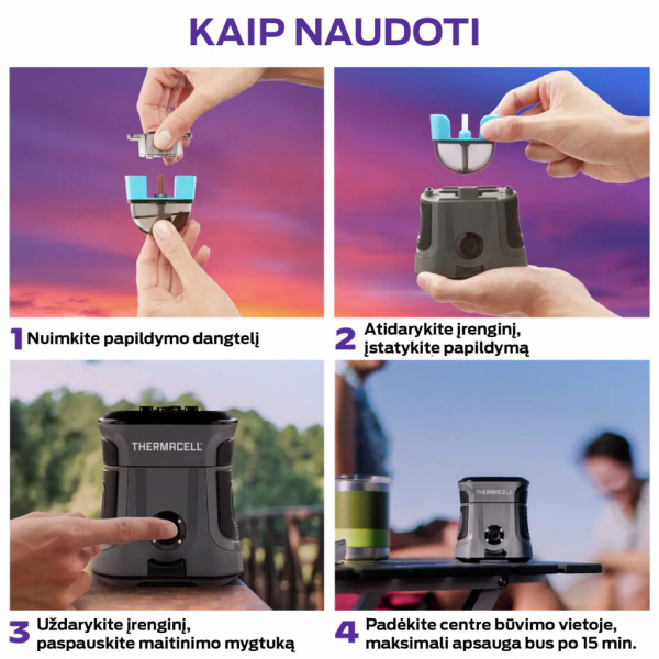 Paketas įrenginio nuo uodų papildymui Thermacell Rechargeable