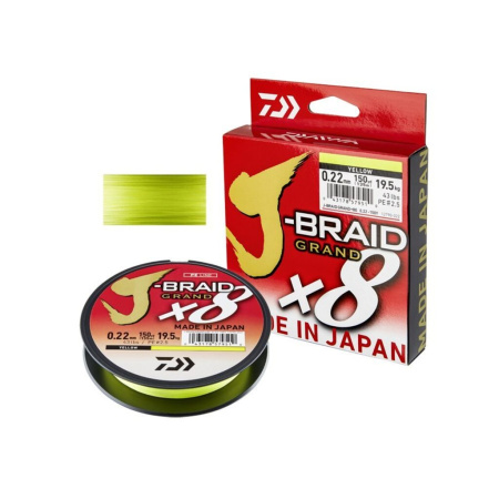 Valas pintas Daiwa J-Braid Grand X8 135m Yellow