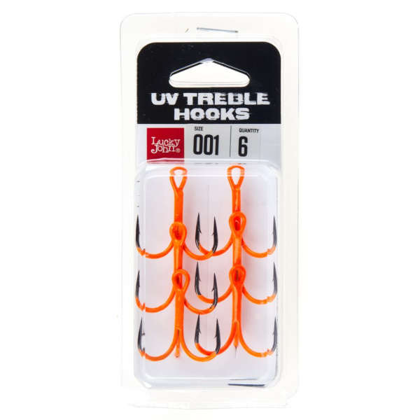 Kabliukai trišakiai Lucky John Orange UV