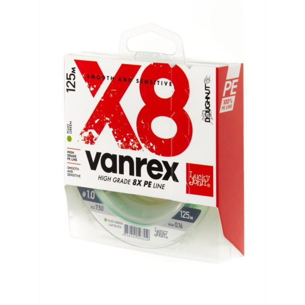 Valas pintas Lucky John Vanrex X8 Fluo Green 125m