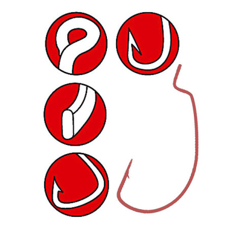 Kabliukai Gamakatsu Worm EWG Offset Red