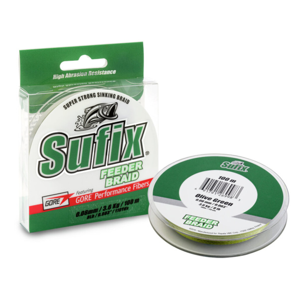 Valas pintas Sufix Feeder Olive Green 0.08mm 3.6kg 100m