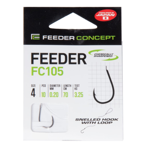 Kabliukai su pavadėliu Feeder Concept FC105 70cm