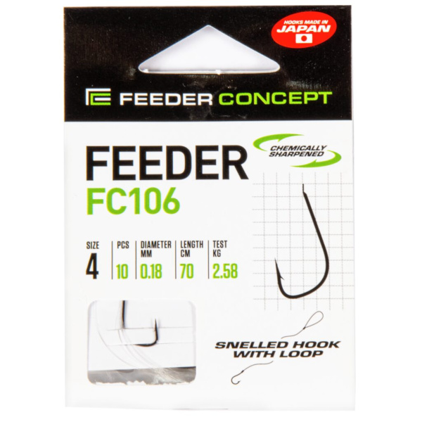 Kabliukai su pavadėliu Feeder Concept FC106 70cm