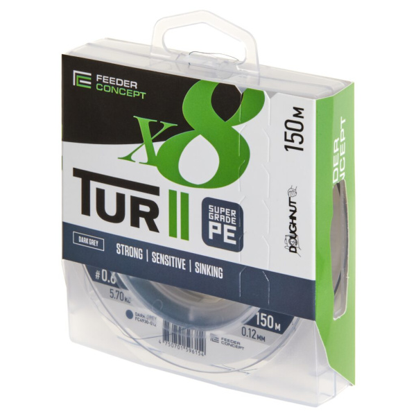 Valas pintas Feeder Concept TUR II X8 Dark Grey 150m