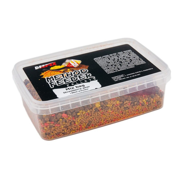 Peletės Deepex Method Feeder Mix Bag Strawberry Pear 400g + 80ml Activator