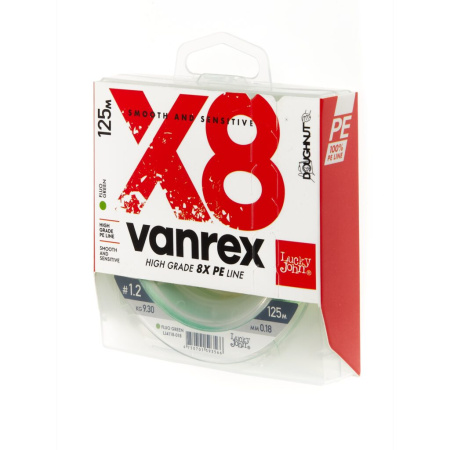Valas pintas Lucky John Vanrex X8 Fluo Green 125m