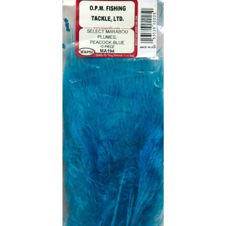 Plunksnos Wapsi Marabou Plumes Peacock Blue