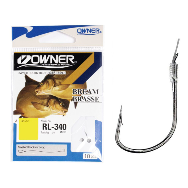 Kabliukai su pavadėliu Owner Bream RL-340 Kabliukai su pavadėliu Owner Bream RL-340