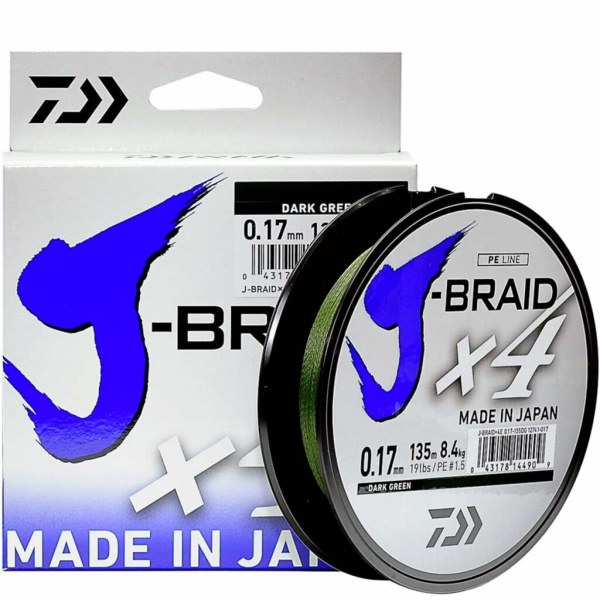 Valas pintas Daiwa J-Braid X4E 0.10mm 135m Valas pintas Daiwa J-Braid X4E 0.10mm 135m