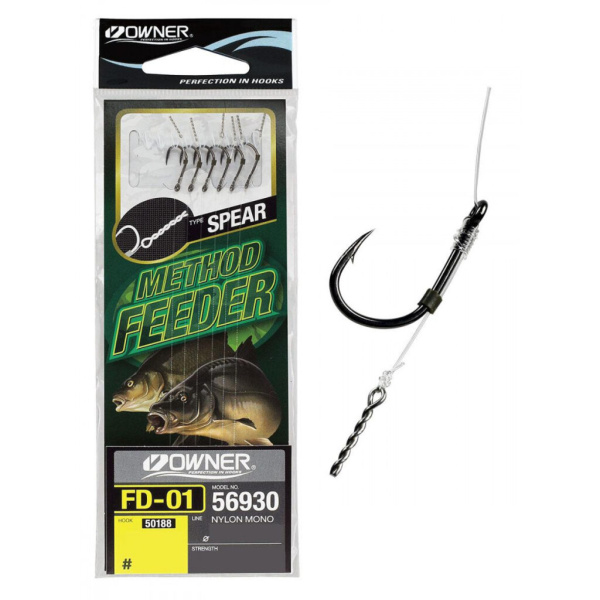 Kabliukai su pavadėliu Owner Method Feeder FD-01 salmo.lt Kabliukai su pavadėliu Owner Method Feeder FD-01